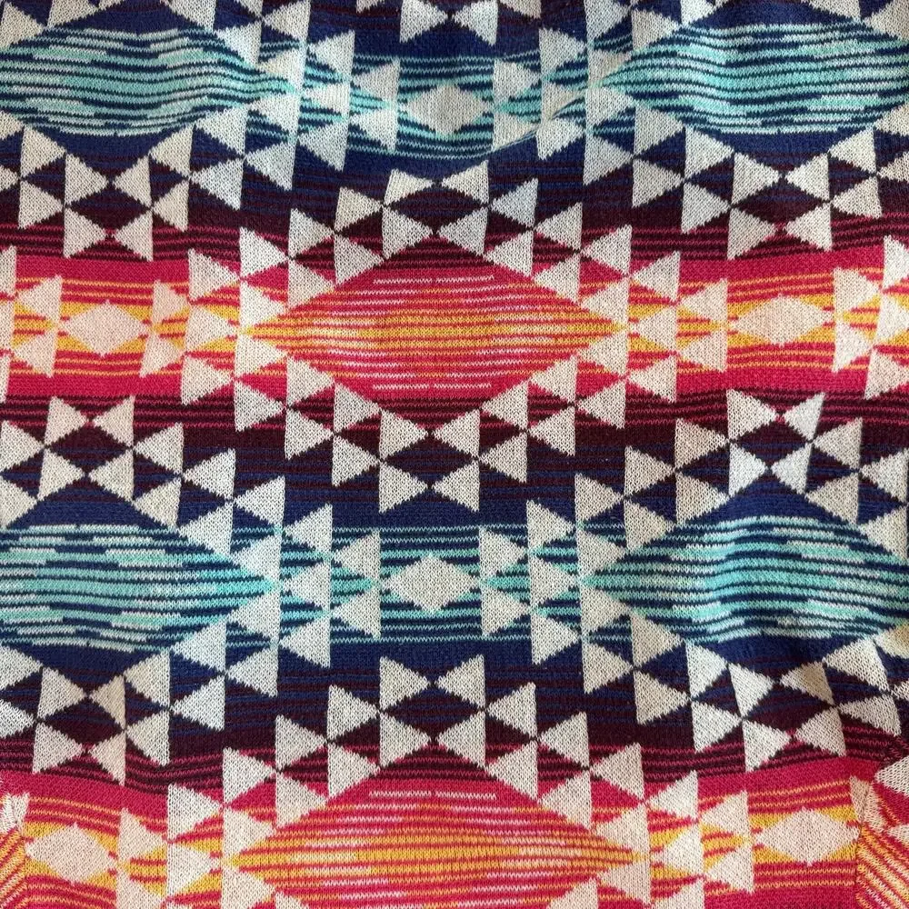 Billabong Girls L 12/14 Southwestern Aztec Geometric Knit Open Front Cardigan